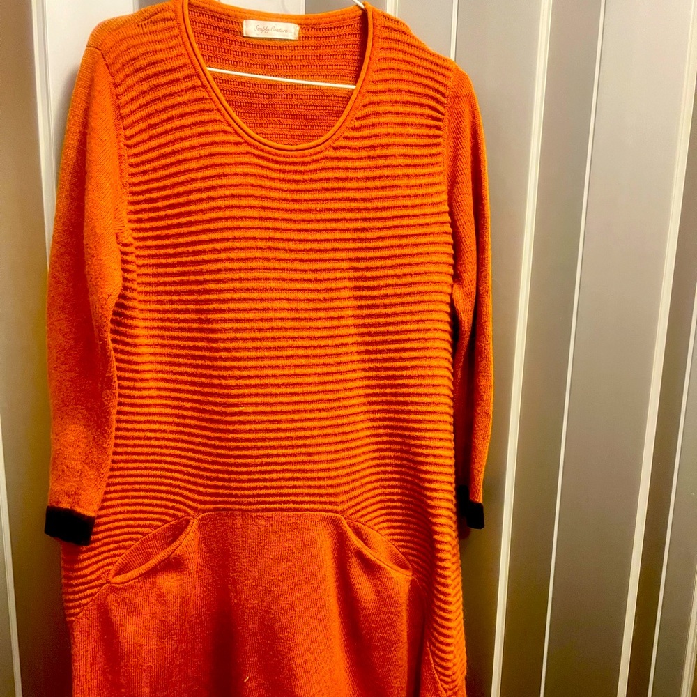 Orange and black simply couture dress with front pockets
